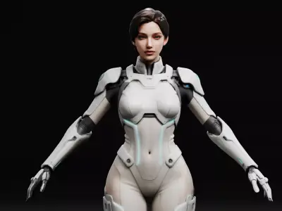 Sci Fi Female Cyborg Character RIGGED Low-poly 3D model