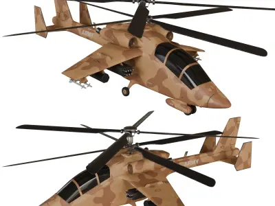 Attack helicopter desert camo dual rotor 3D model
