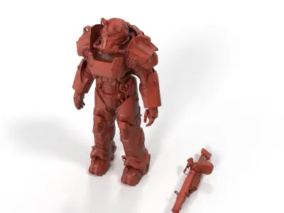 Fallout Power Armor T 60 with Rifle for 3D Print 3D print model
