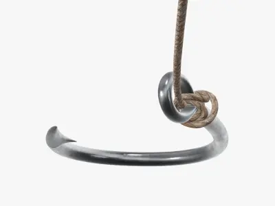 Fishing hook with line 3D model