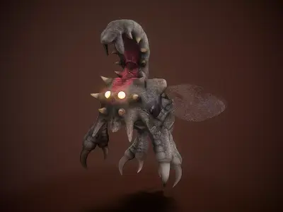 flying worms creature 1 Low-poly 3D model