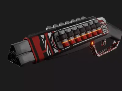 Sci-fi shotgun Low-poly 3D model