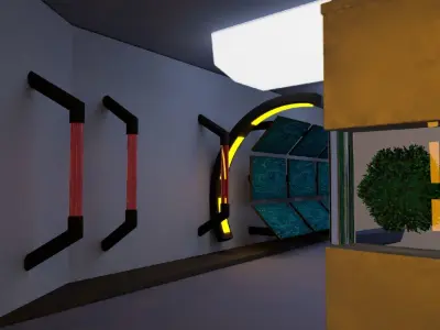 Scifi laboratory - low poly Low-poly 3D model