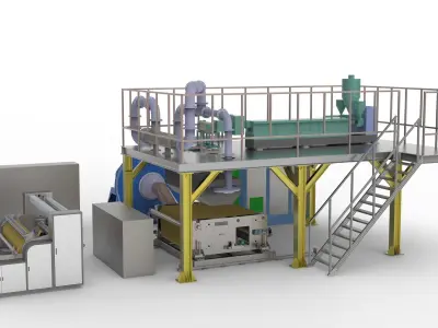 Melt-blown fabric production Assembly Line 3D model