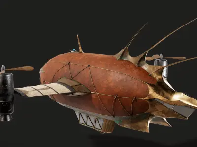 Steampunk airship Wanderer of the Winds Low-poly 3D model Low-poly 3D model