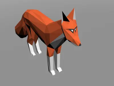 low poly fox in polygons Low-poly 3D model