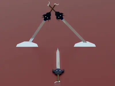 Dragonoid Sword Low poly and high poly Low-poly 3D model