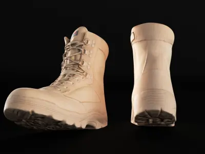 Military boots of color sand 15 Low-poly 3D model