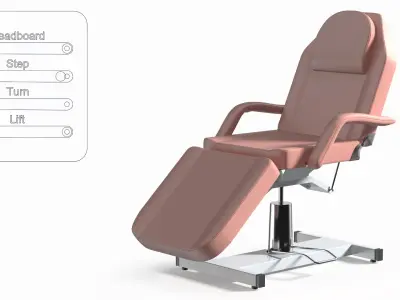 Electric Beauty Treatment Bed Pink Rigged 3D model