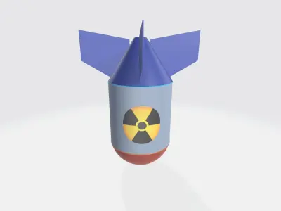 Nuclear warhead missile cartoon Free low-poly 3D model