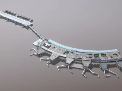 Airport Terminal LEMD Terminal1 Madrid Barajas Airport Low-poly 3D model