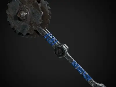 Post Apocalyptic Weapons - Saw Mace Low-poly 3D model