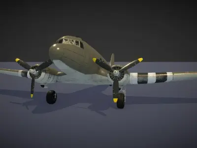 Douglas C-47 Skytrain Low-poly 3D model