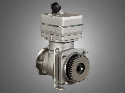 Air Brake Compressor - One Piston - DD5 Diesel Engine 3D model