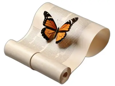 Butterfly on Old Scroll 3D Model Low-poly 3D model
