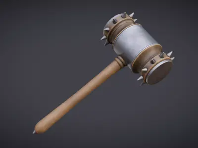 Gavel Hammer Melee Low-poly 3D model
