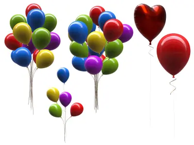 Balloons heart balloon 3D Model Collection