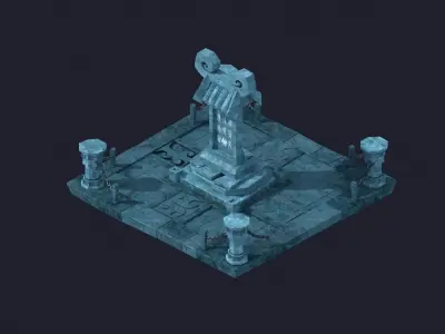 tomb tombstone skull bone cemetery dead headstone rock 3D model