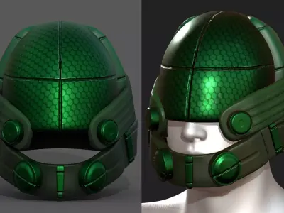 Helmet scifi military combat 3d model low poly futuristic Low-poly 3D model
