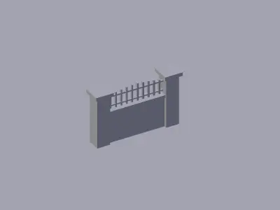 Fence brick wall with Low-poly 3D model