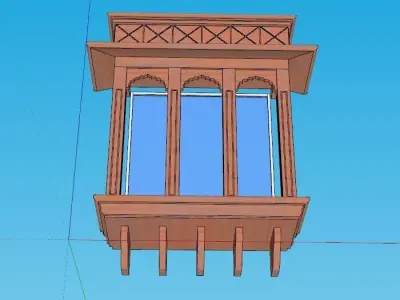 indian jodhpuri stone jharokha Low-poly 3D model