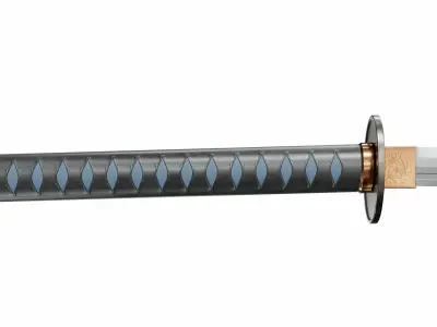 Katana japanese samurai sword Low-poly 3D model