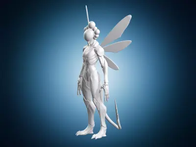 Alien Insect Queen With Wings Sci Fi Creature Miniature 3D print model