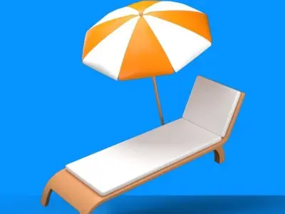 -beach chair Low-poly 3D model