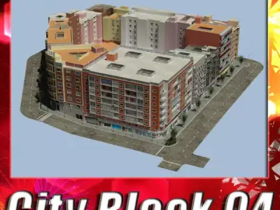City Block Low-poly 3D model