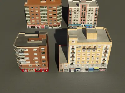 Building Collection 73-76 Low-poly 3D model