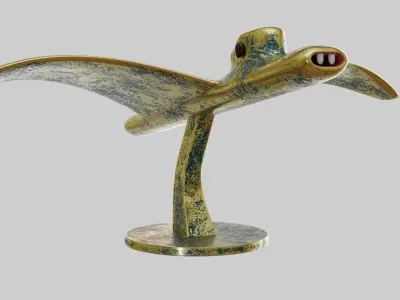 Desk Antique Or Accessories Like A Bird And Plane 3D model