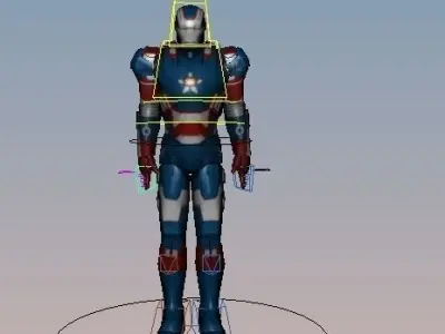 Iron Man Patriot Rigged Free low-poly 3D model