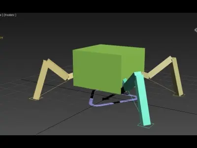 Spiderbot rigged animated Low-poly 3D model