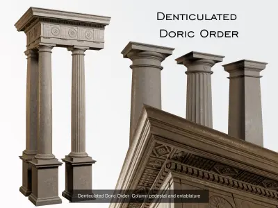 Denticulated Doric order Vignola full collection 