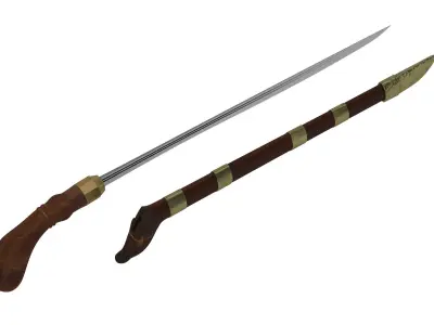 Badik Sword Low-poly 3D model
