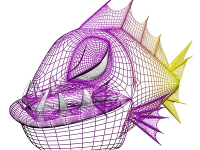Angry piranha Low-poly 3D model