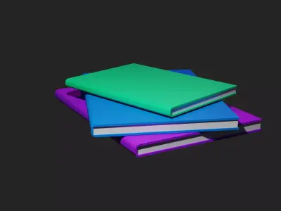 Stylized Colorful 3D Books Low Poly Book Stack Free 3D model