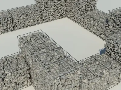 Gabion Stone Wall 2 3D model