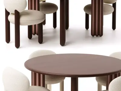Noom Dining Table Flock Chair Flock Set Free 3D model