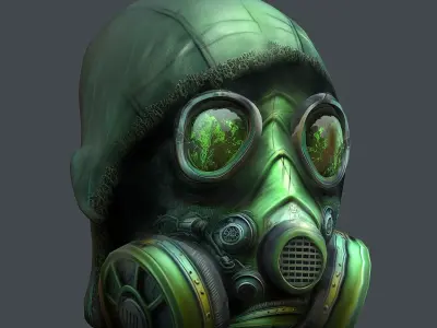 Gas mask helmet 3d model military combat fantasy cyborg Low-poly 3D model