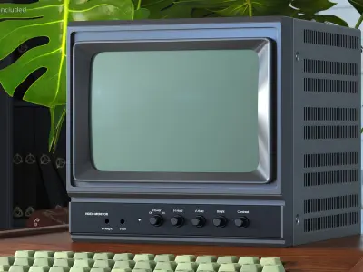 Vintage Black And White Video Monitor 3D model