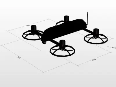 Quadcopter drone on brick sidewalk Free 3D model