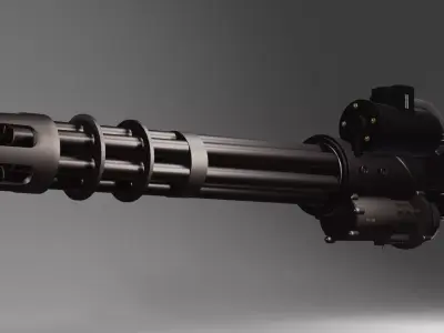 Low-Poly 3D Model of a Gatling Gun M134 Minigun Low-poly 3D model