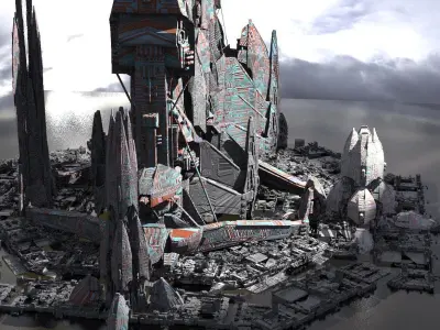 Alien Base Tower Designs Kit bash 3D model