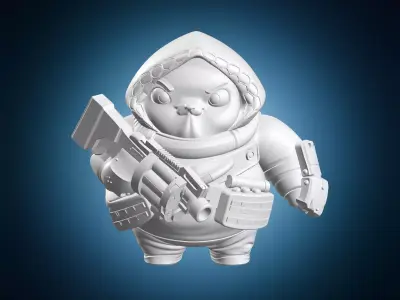 Space Marine Chibi Miniature 3D print model