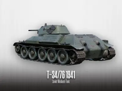 T-34-76 - Soviet Medium Tank - Model 1941 Low-poly 3D model