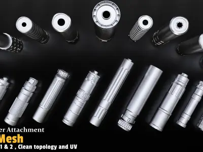 20 Silencer Attachment Base Mesh Low-poly 3D model
