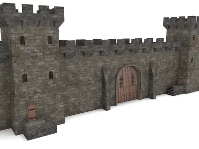 Castle Walls - Modular Set Low-poly 3D model