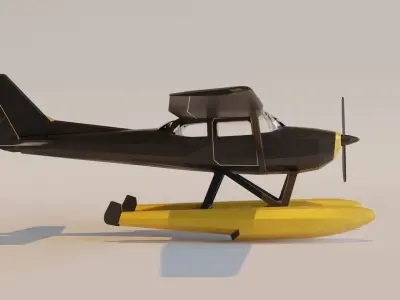 Low poly plane float Low-poly 3D model