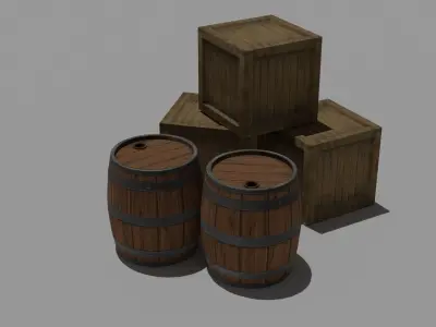 woody box Low-poly 3D model